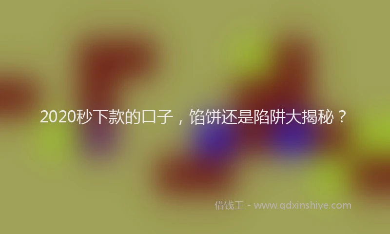 2020秒下款的口子，馅饼还是陷阱大揭秘？