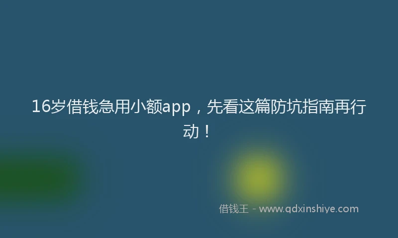 16岁借钱急用小额app，先看这篇防坑指南再行动！
