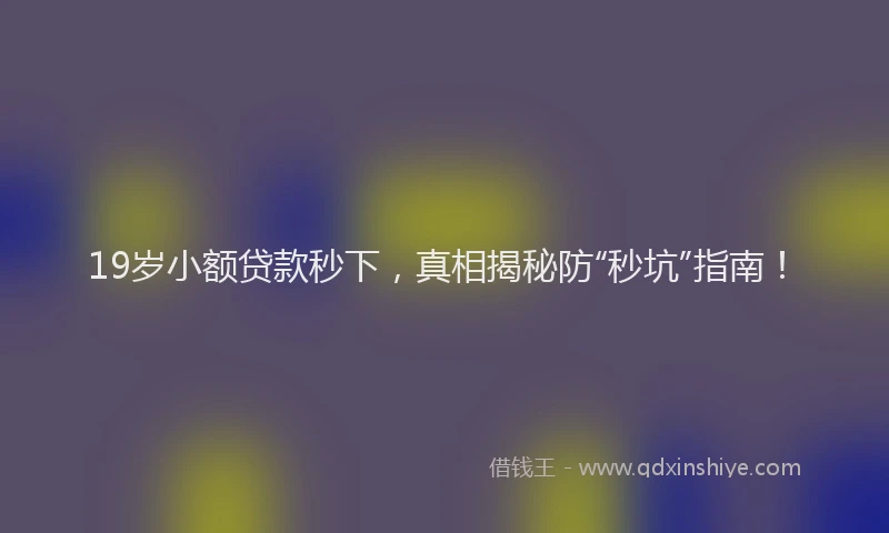 19岁小额贷款秒下，真相揭秘防“秒坑”指南！