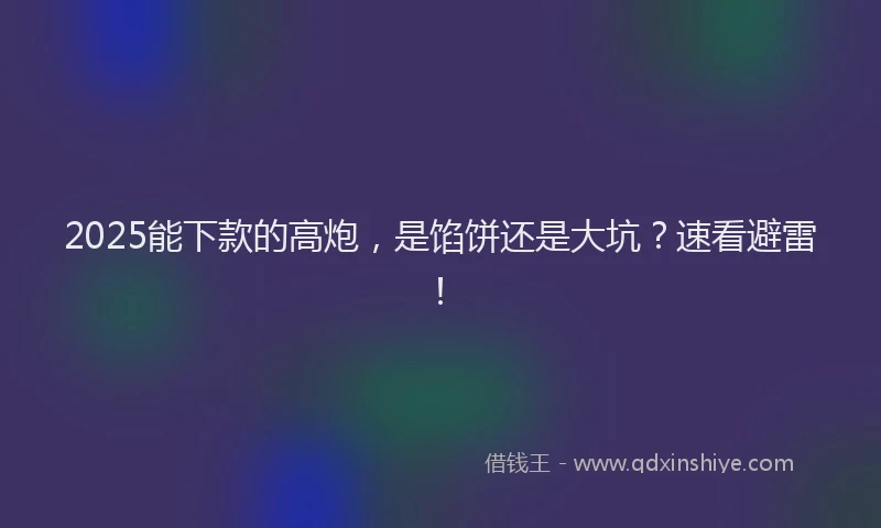 2025能下款的高炮，是馅饼还是大坑？速看避雷！