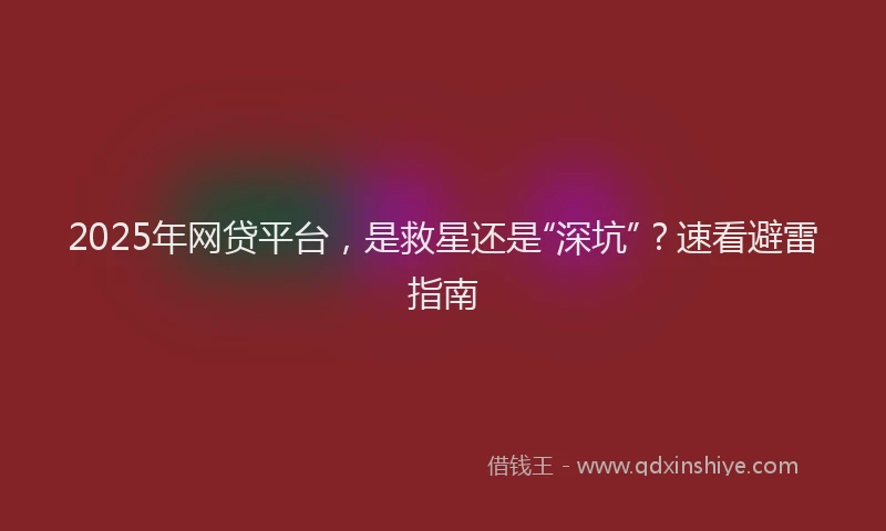 2025年网贷平台，是救星还是“深坑”？速看避雷指南