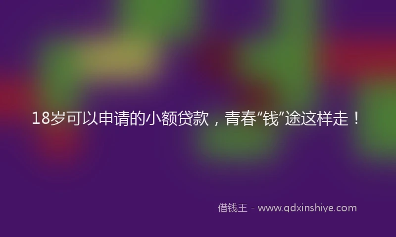 18岁可以申请的小额贷款，青春“钱”途这样走！