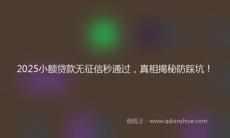 2025小额贷款无征信秒通过，真相揭秘防踩坑！