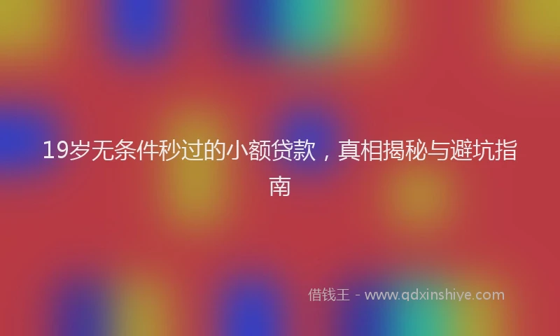 19岁无条件秒过的小额贷款，真相揭秘与避坑指南