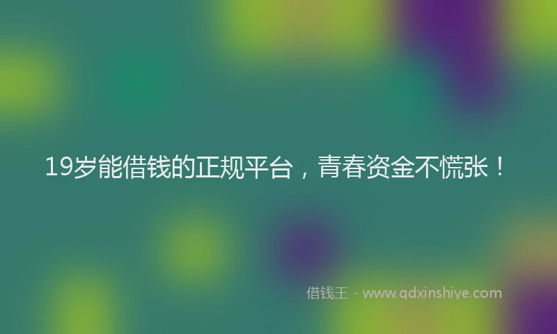 19岁能借钱的正规平台，青春资金不慌张！