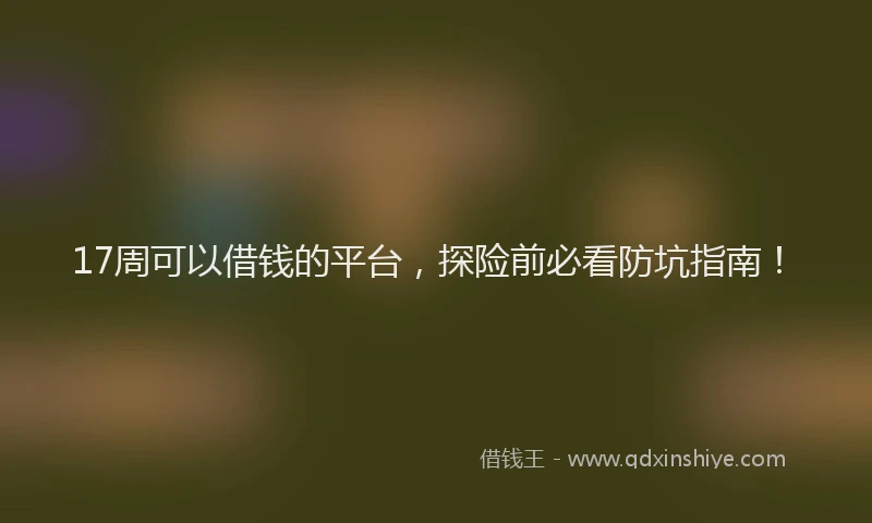 17周可以借钱的平台，探险前必看防坑指南！