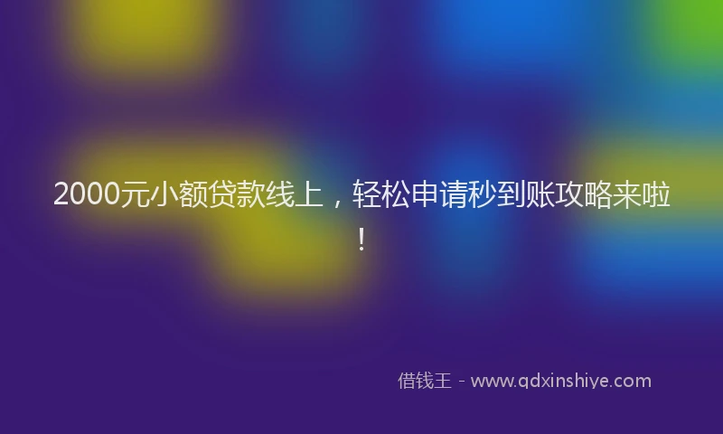 2000元小额贷款线上，轻松申请秒到账攻略来啦！
