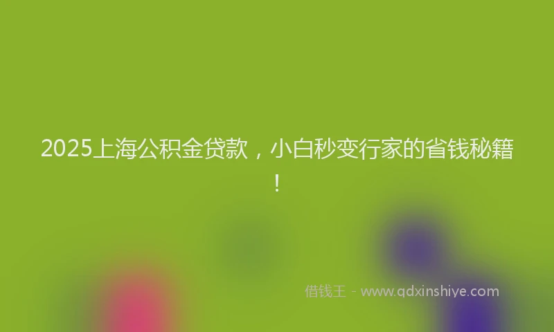 2025上海公积金贷款，小白秒变行家的省钱秘籍！