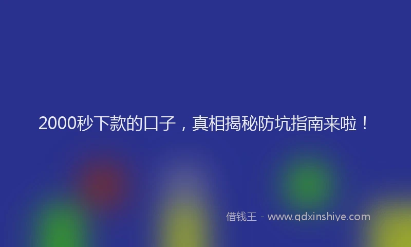 2000秒下款的口子，真相揭秘防坑指南来啦！