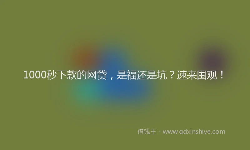 1000秒下款的网贷，是福还是坑？速来围观！