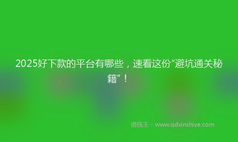 2025好下款的平台有哪些，速看这份“避坑通关秘籍”！