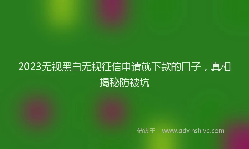 2023无视黑白无视征信申请就下款的口子，真相揭秘防被坑