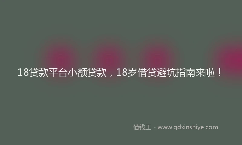 18贷款平台小额贷款，18岁借贷避坑指南来啦！