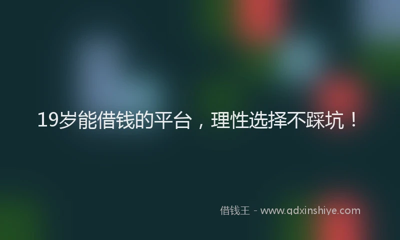 19岁能借钱的平台，理性选择不踩坑！