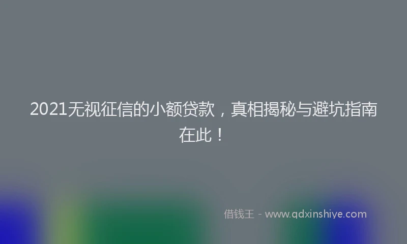 2021无视征信的小额贷款，真相揭秘与避坑指南在此！
