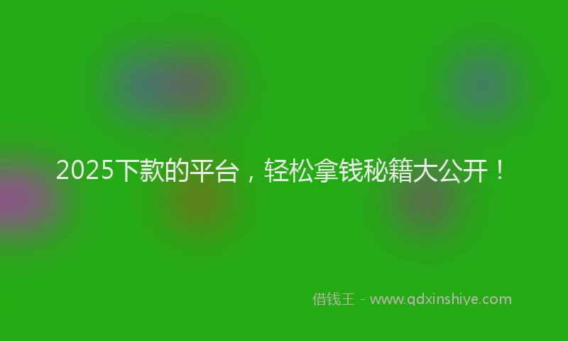 2025下款的平台，轻松拿钱秘籍大公开！