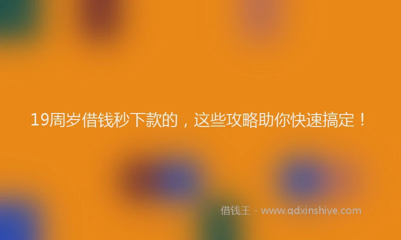 19周岁借钱秒下款的，这些攻略助你快速搞定！