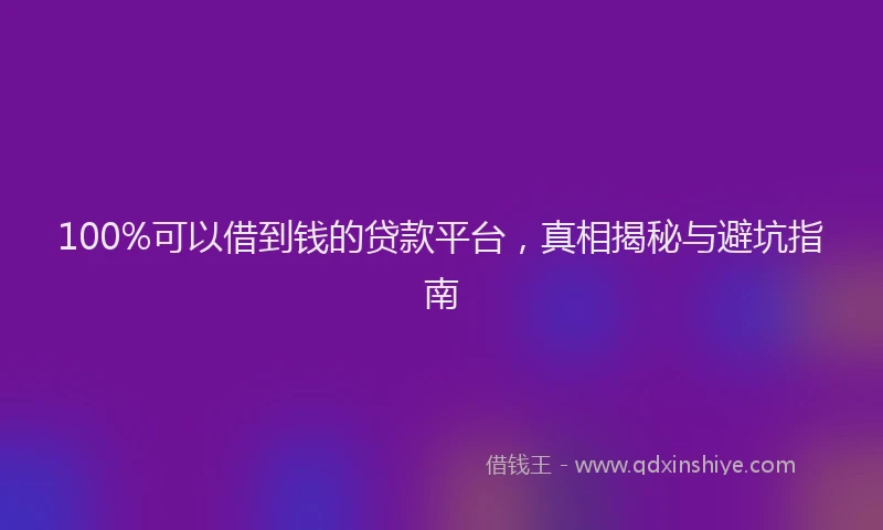 100%可以借到钱的贷款平台，真相揭秘与避坑指南