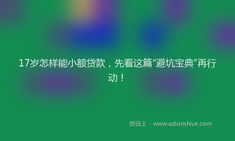 17岁怎样能小额贷款，先看这篇“避坑宝典”再行动！