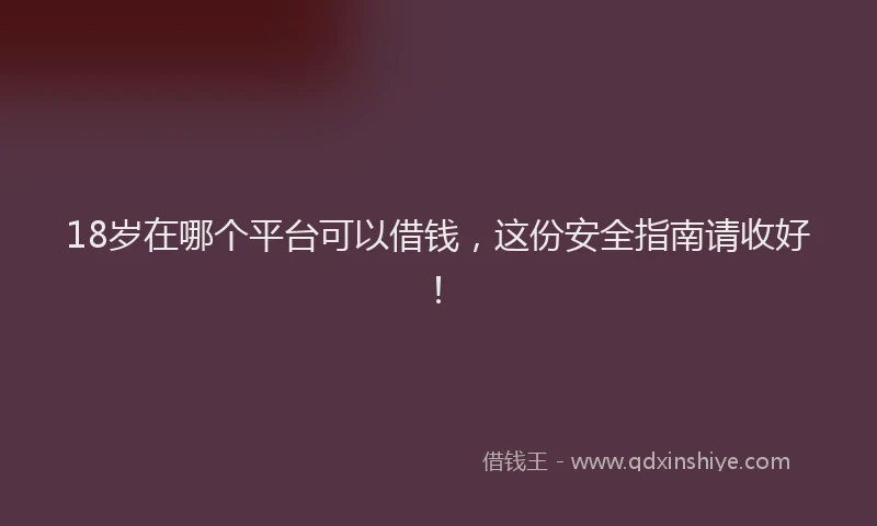 18岁在哪个平台可以借钱，这份安全指南请收好！