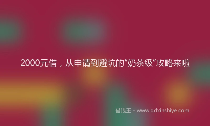 2000元借，从申请到避坑的“奶茶级”攻略来啦