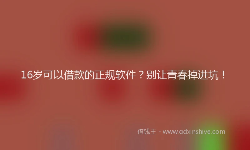 16岁可以借款的正规软件？别让青春掉进坑！