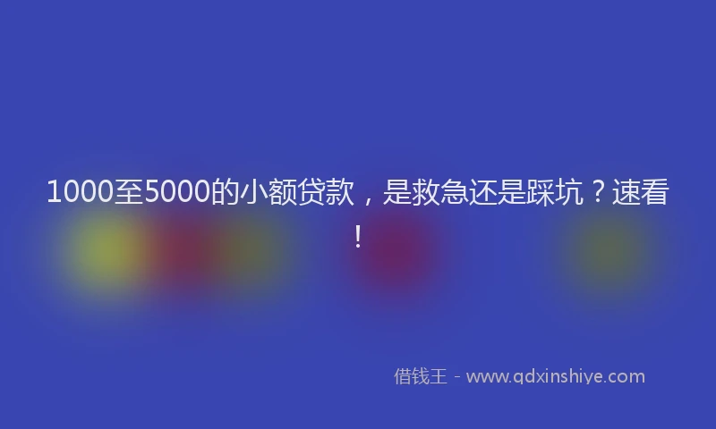 1000至5000的小额贷款，是救急还是踩坑？速看！