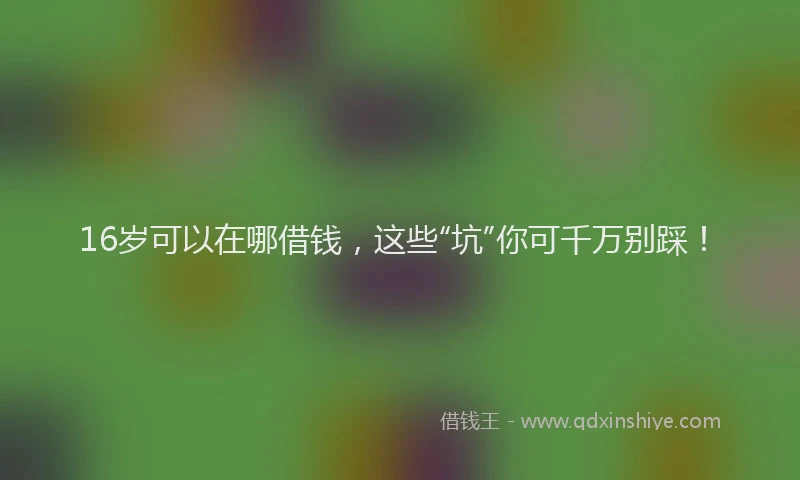 16岁可以在哪借钱,这些“坑”你可千万别踩!