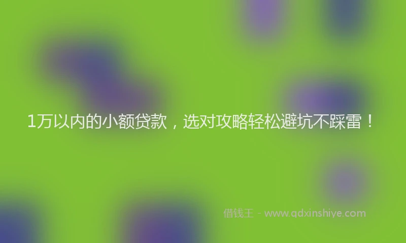 1万以内的小额贷款，选对攻略轻松避坑不踩雷！