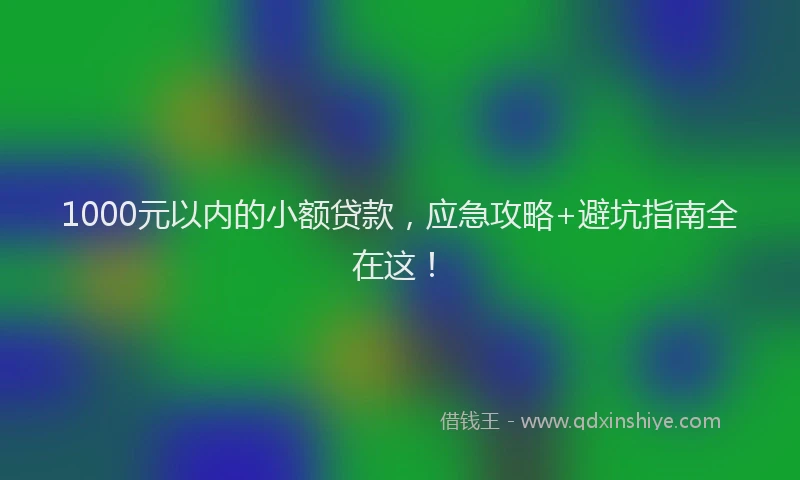 1000元以内的小额贷款，应急攻略+避坑指南全在这！