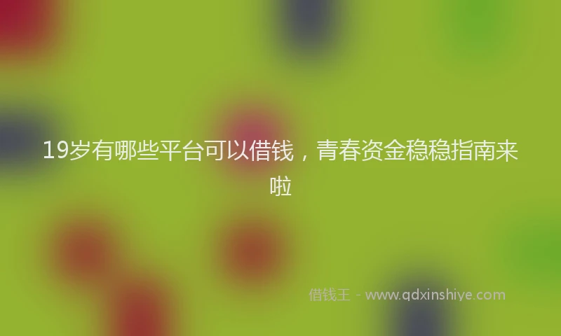 19岁有哪些平台可以借钱，青春资金稳稳指南来啦