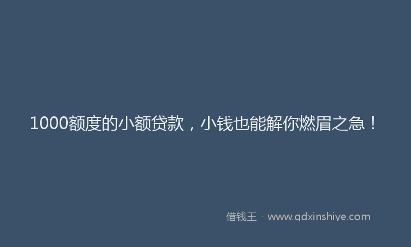1000额度的小额贷款，小钱也能解你燃眉之急！