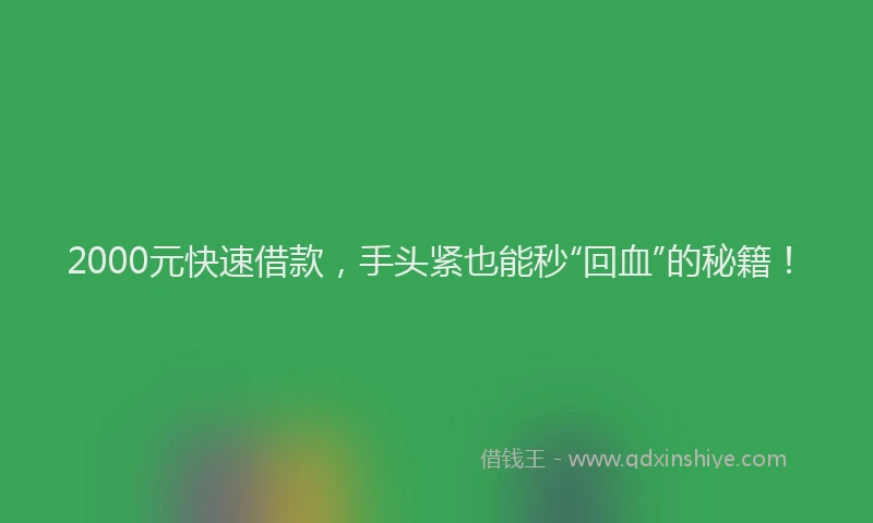 2000元快速借款，手头紧也能秒“回血”的秘籍！