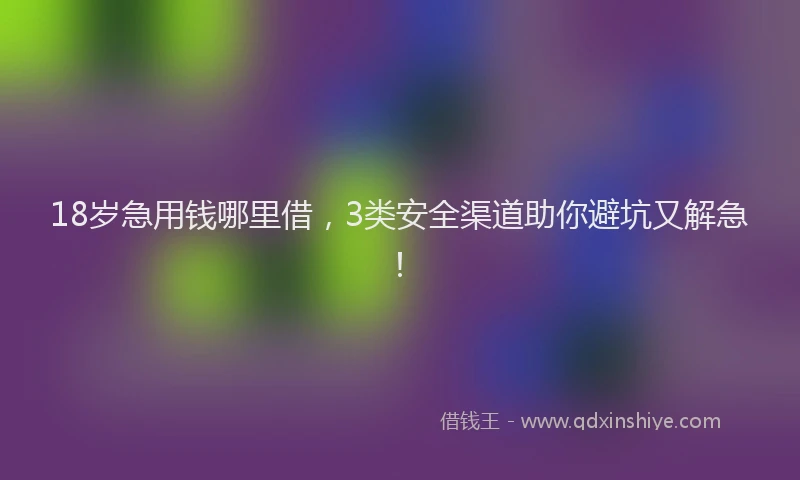 18岁急用钱哪里借，3类安全渠道助你避坑又解急！