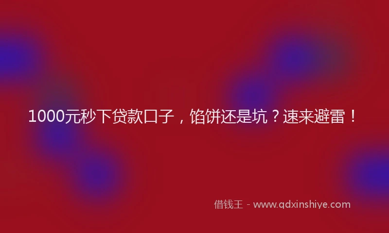 1000元秒下贷款口子，馅饼还是坑？速来避雷！