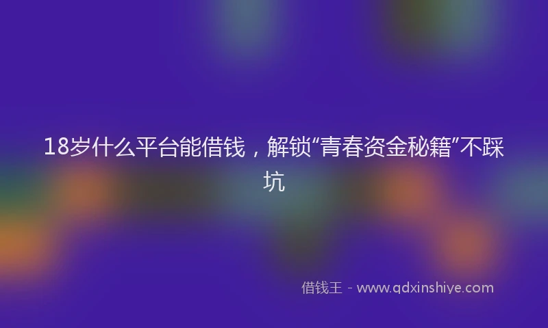 18岁什么平台能借钱，解锁“青春资金秘籍”不踩坑