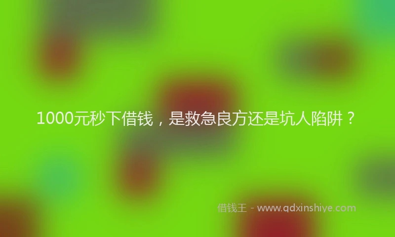 1000元秒下借钱，是救急良方还是坑人陷阱？