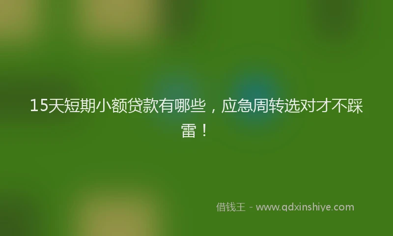 15天短期小额贷款有哪些，应急周转选对才不踩雷！