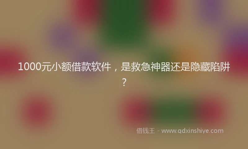 1000元小额借款软件，是救急神器还是隐藏陷阱？