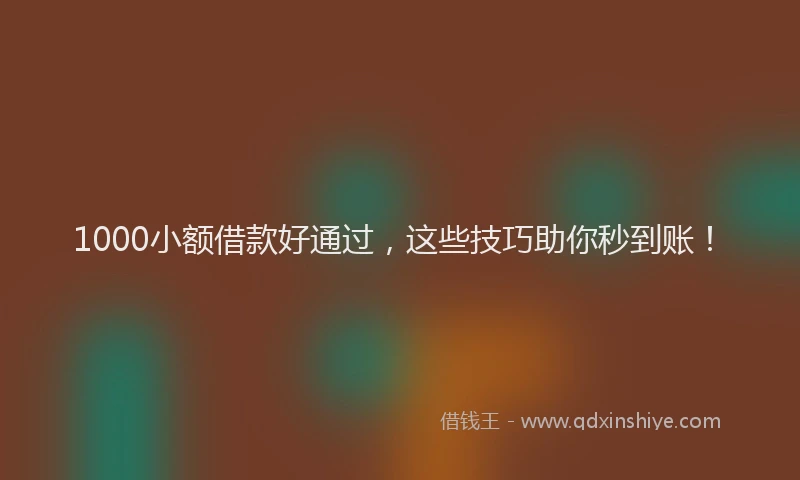 1000小额借款好通过，这些技巧助你秒到账！