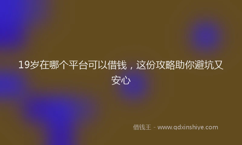 19岁在哪个平台可以借钱，这份攻略助你避坑又安心
