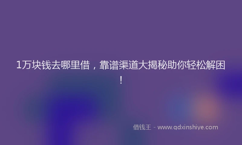 1万块钱去哪里借，靠谱渠道大揭秘助你轻松解困！