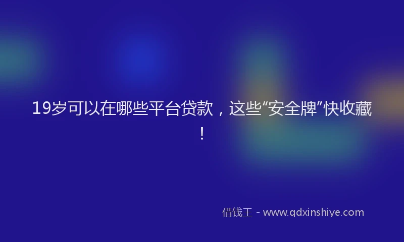 19岁可以在哪些平台贷款，这些“安全牌”快收藏！