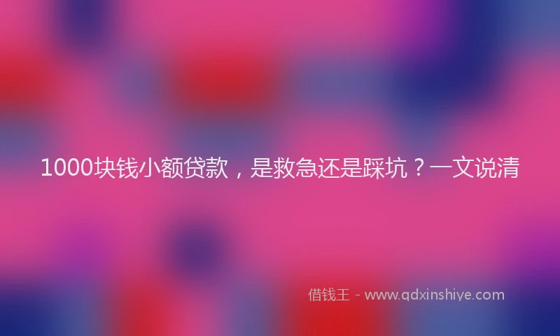 1000块钱小额贷款，是救急还是踩坑？一文说清
