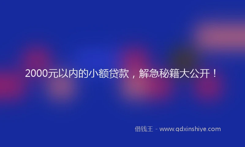 2000元以内的小额贷款，解急秘籍大公开！