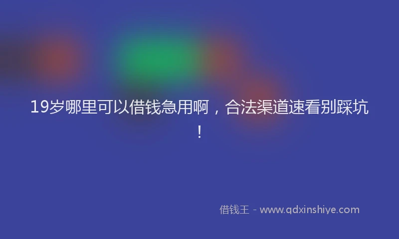 19岁哪里可以借钱急用啊,合法渠道速看别踩坑!