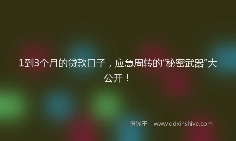 1到3个月的贷款口子，应急周转的“秘密武器”大公开！