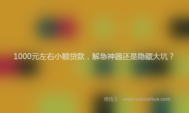 1000元左右小额贷款，解急神器还是隐藏大坑？