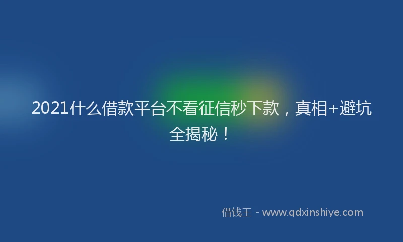 2021什么借款平台不看征信秒下款，真相+避坑全揭秘！