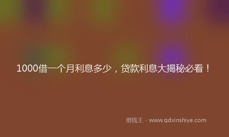 1000借一个月利息多少，贷款利息大揭秘必看！